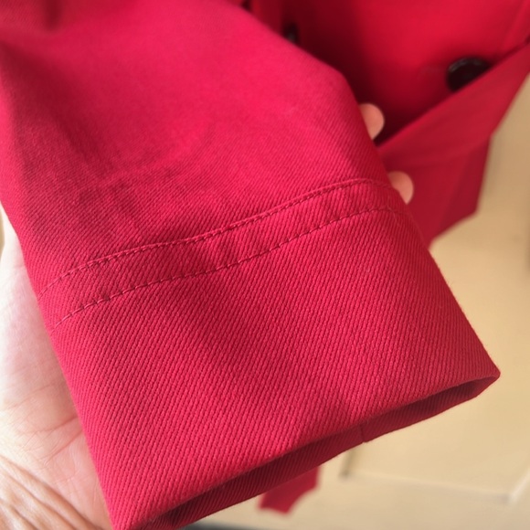 Zara Woman Sz 6 Wool Red Belted  Short Trench Coat Careerwear Contemporary - Picture 6 of 13